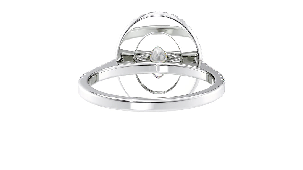 Oval Double Halo Diamond Band Engagement Ring