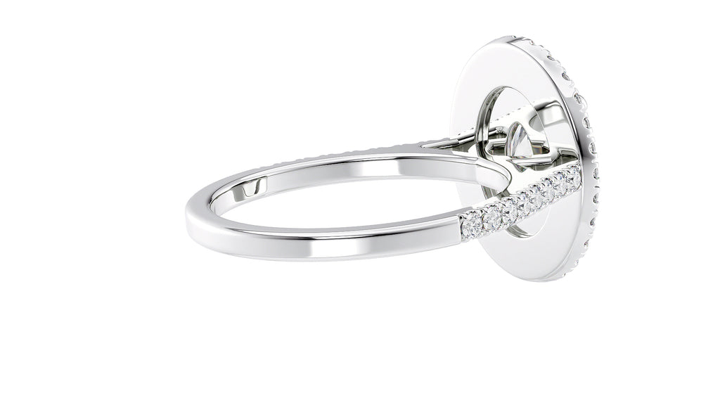 Oval Double Halo Diamond Band Engagement Ring