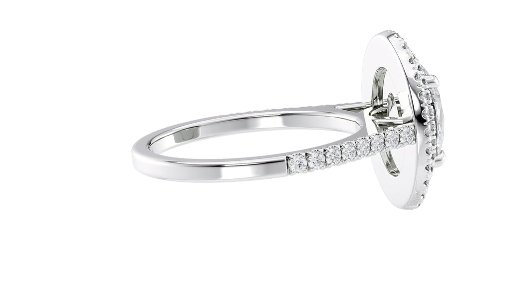 Oval Double Halo Diamond Band Engagement Ring