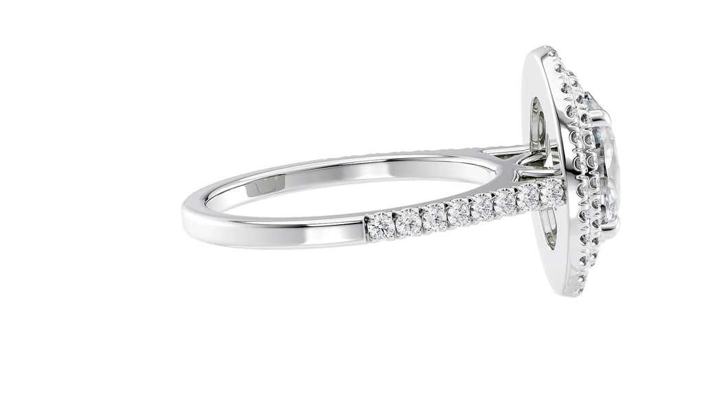 Oval Double Halo Diamond Band Engagement Ring