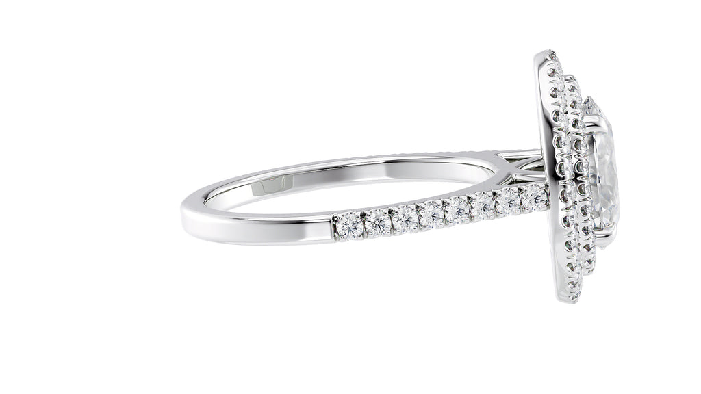 Oval Double Halo Diamond Band Engagement Ring