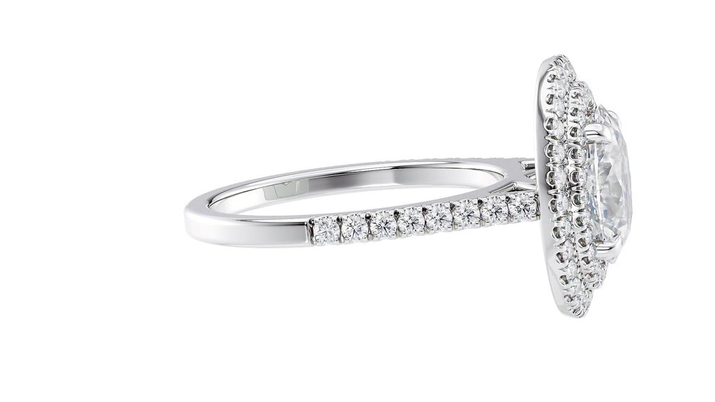 Oval Double Halo Diamond Band Engagement Ring