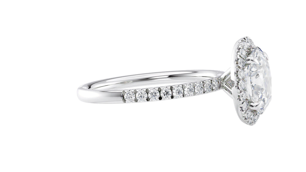 Oval Halo Diamond Band Engagement Ring