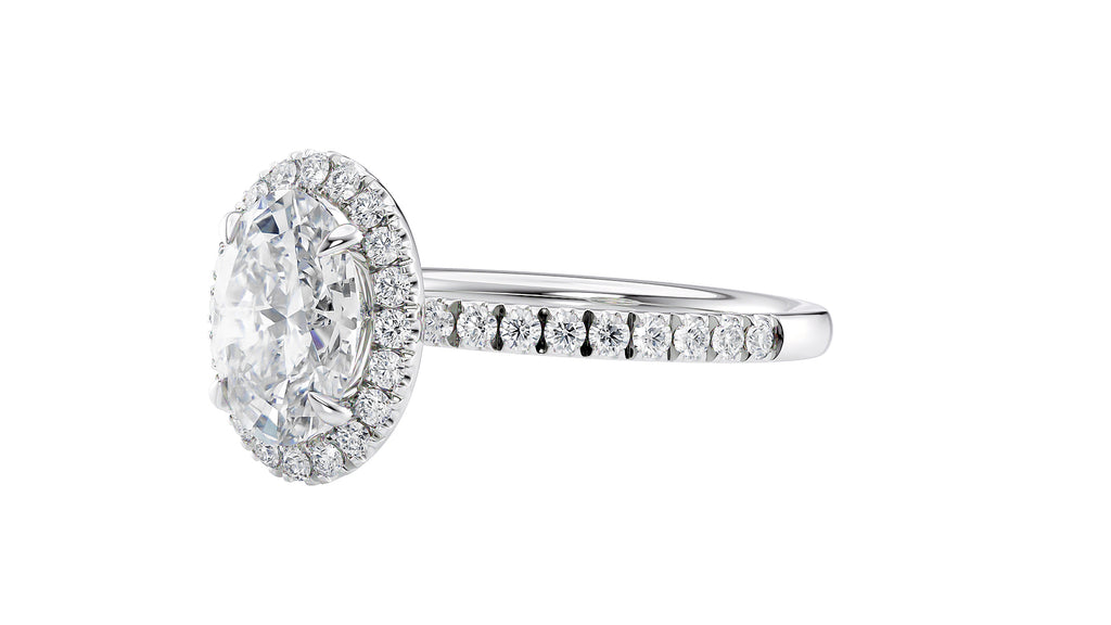 Oval Halo Diamond Band Engagement Ring
