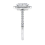 Oval halo classic diamond engagement ring white gold end view.