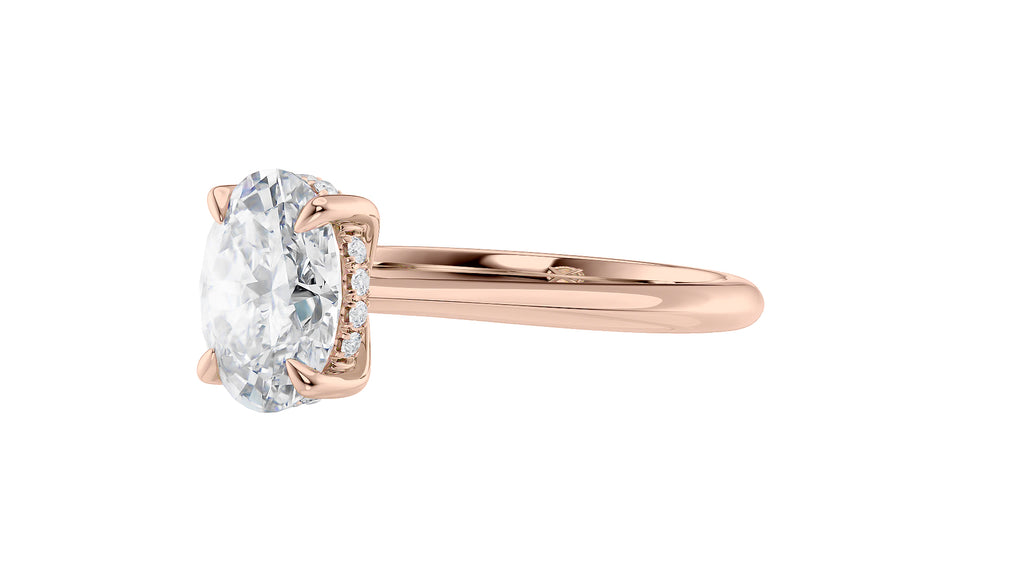 Oval Solitaire Hidden Halo Diamond Engagement Ring