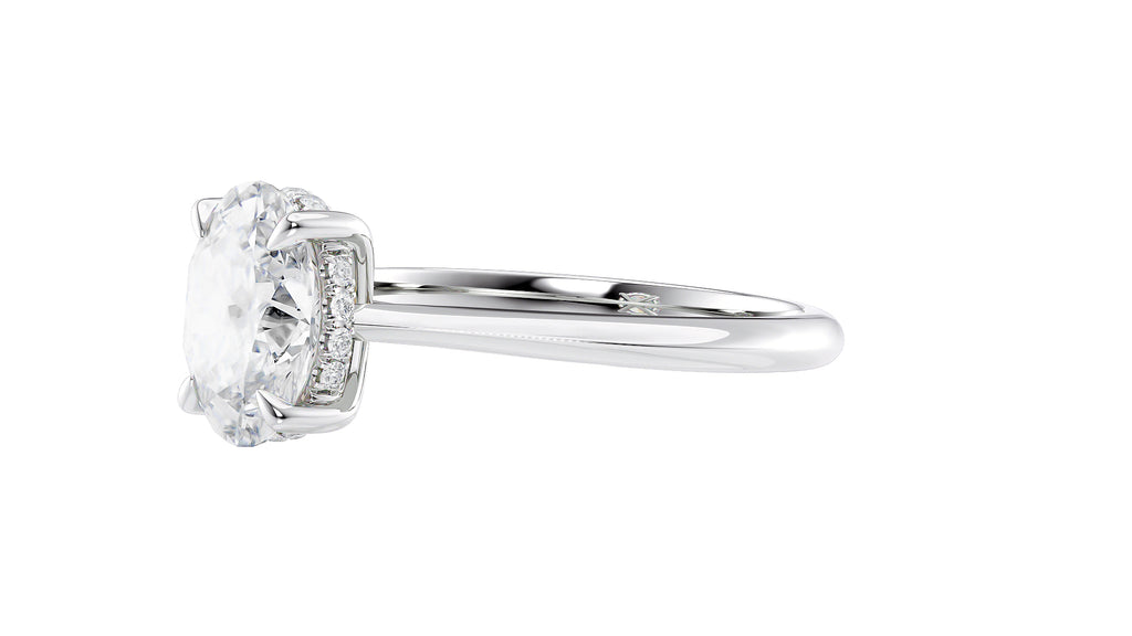 Oval Solitaire Hidden Halo Diamond Engagement Ring