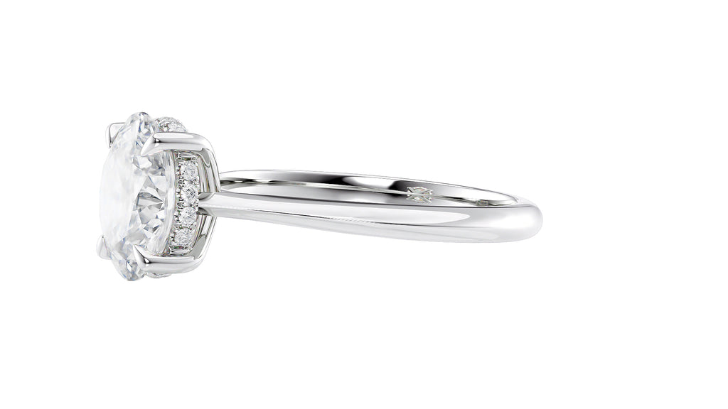 Oval Solitaire Hidden Halo Diamond Engagement Ring