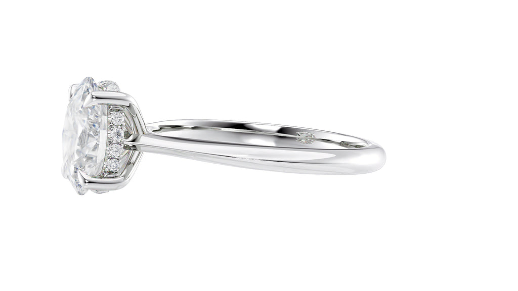 Oval Solitaire Hidden Halo Diamond Engagement Ring