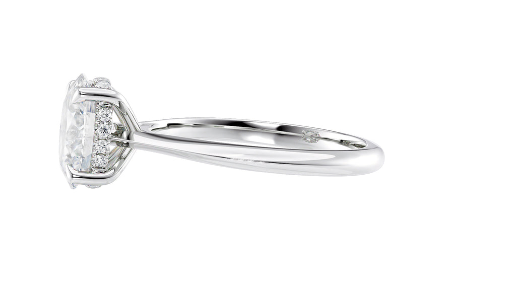 Oval Solitaire Hidden Halo Diamond Engagement Ring