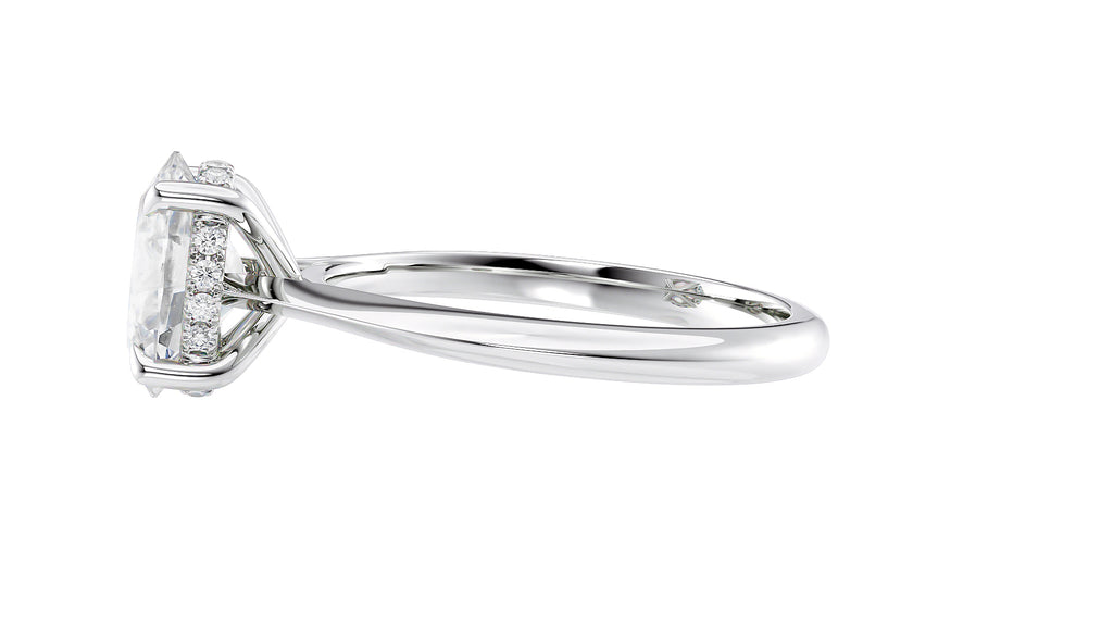 Oval Solitaire Hidden Halo Diamond Engagement Ring