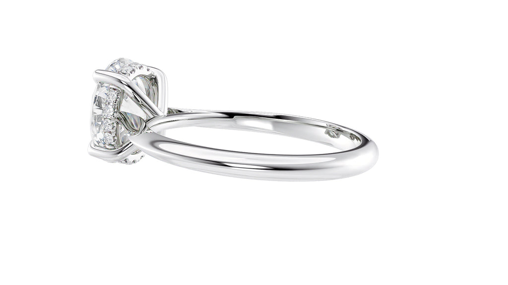 Oval Solitaire Hidden Halo Diamond Engagement Ring