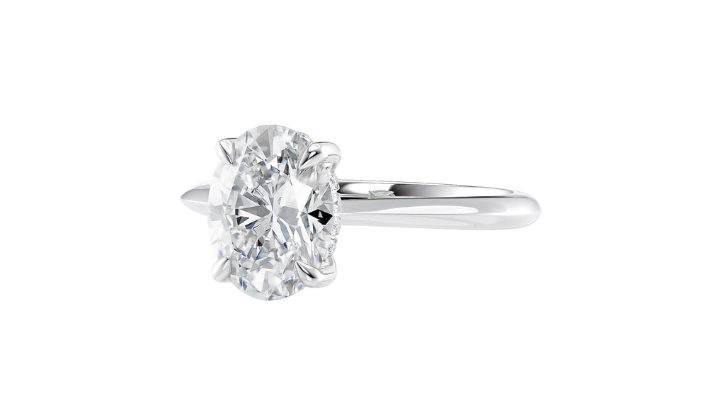 Oval Solitaire Hidden Halo Diamond Engagement Ring