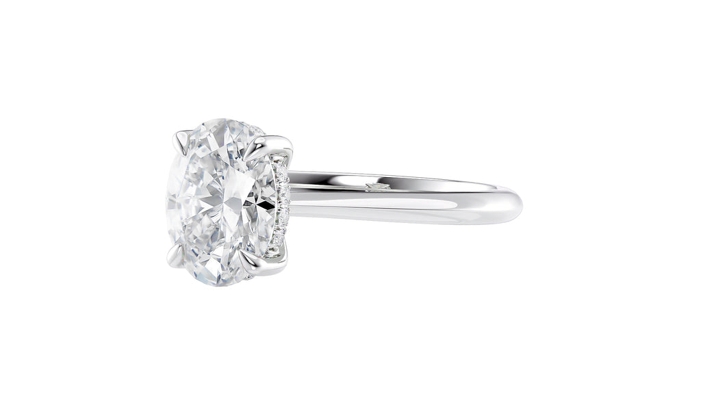 Oval Solitaire Hidden Halo Diamond Engagement Ring