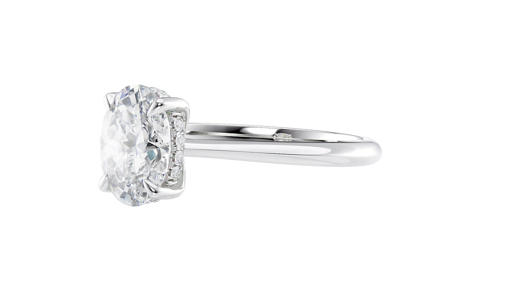 Oval Solitaire Hidden Halo Diamond Engagement Ring