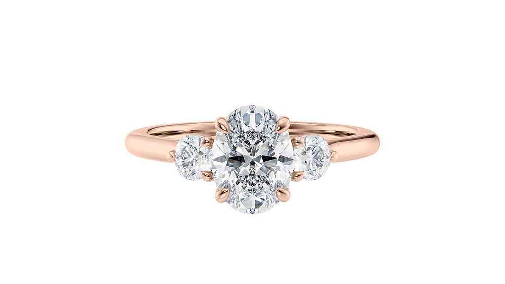 Oval Classic 3 Stone Diamond Engagement Ring