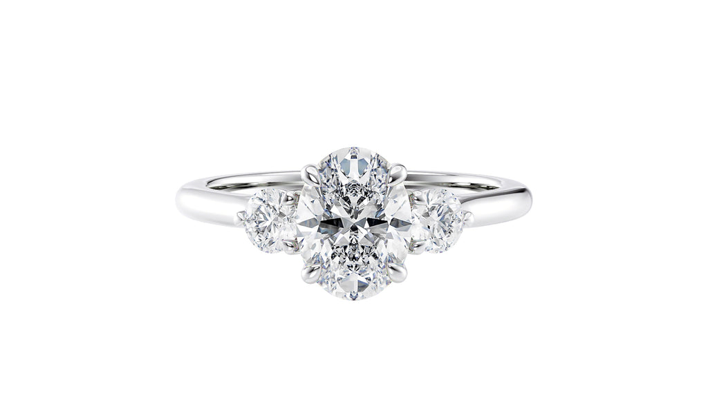 Oval Classic 3 Stone Diamond Engagement Ring