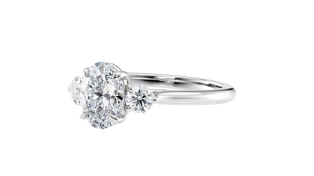 Oval Classic 3 Stone Diamond Engagement Ring