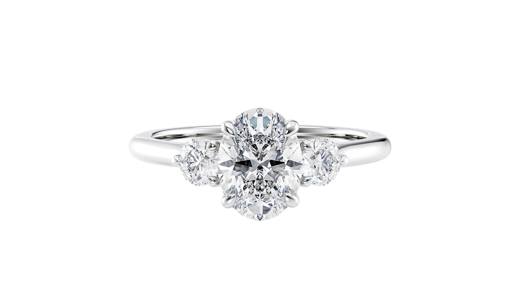 Oval Classic 3 Stone Diamond Engagement Ring