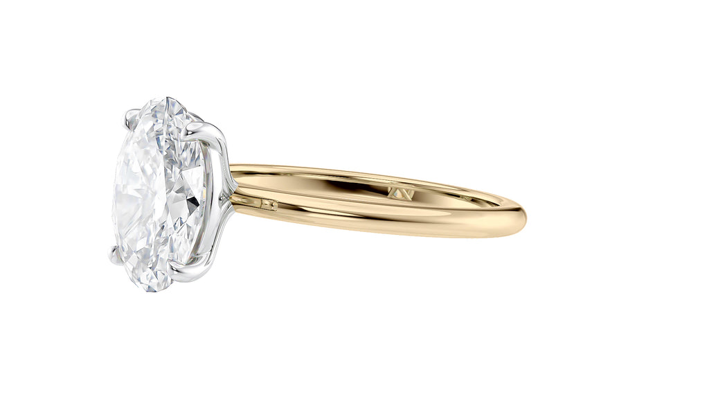 Oval Solitaire Slim Band Diamond Engagement Ring