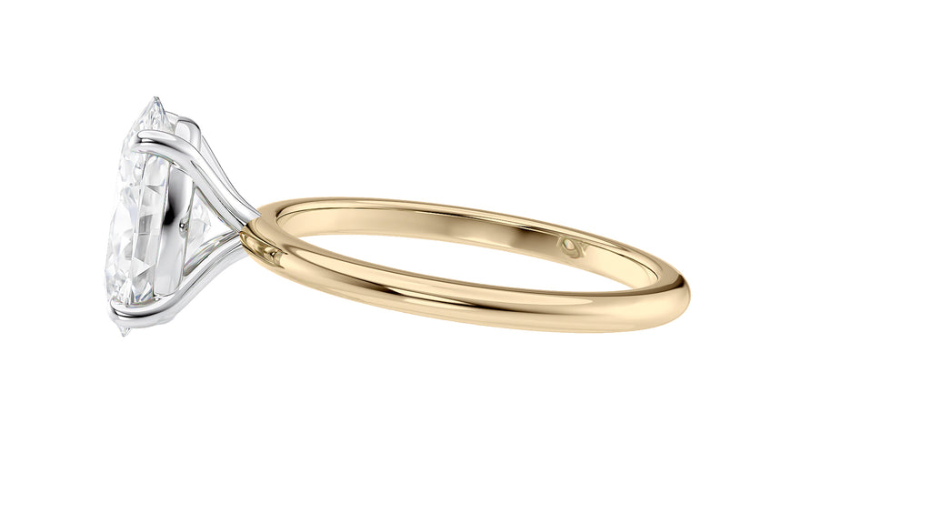 Oval Solitaire Slim Band Diamond Engagement Ring