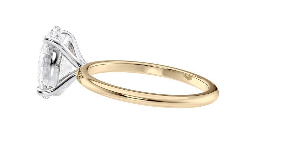 Oval Solitaire Slim Band Diamond Engagement Ring