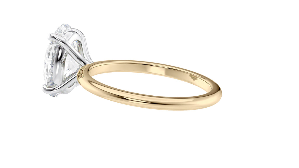 Oval Solitaire Slim Band Diamond Engagement Ring