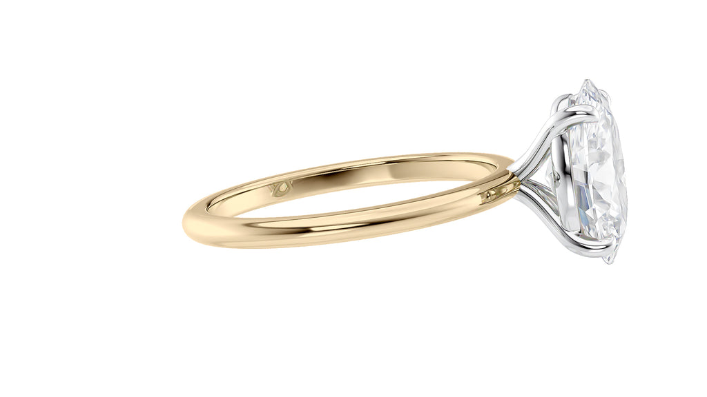 Oval Solitaire Slim Band Diamond Engagement Ring