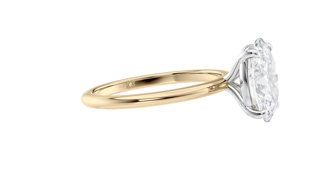 Oval Solitaire Slim Band Diamond Engagement Ring
