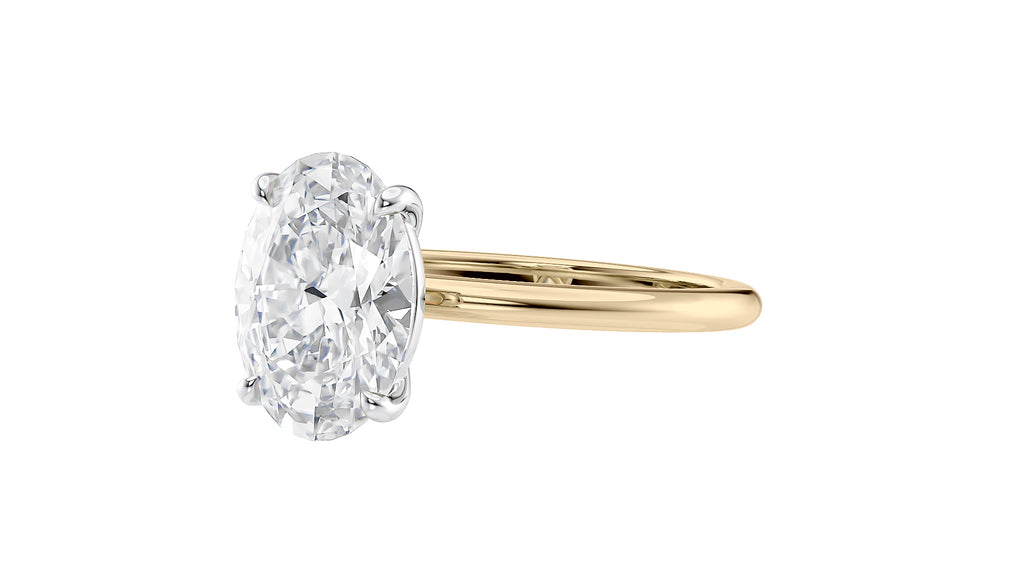 Oval Solitaire Slim Band Diamond Engagement Ring