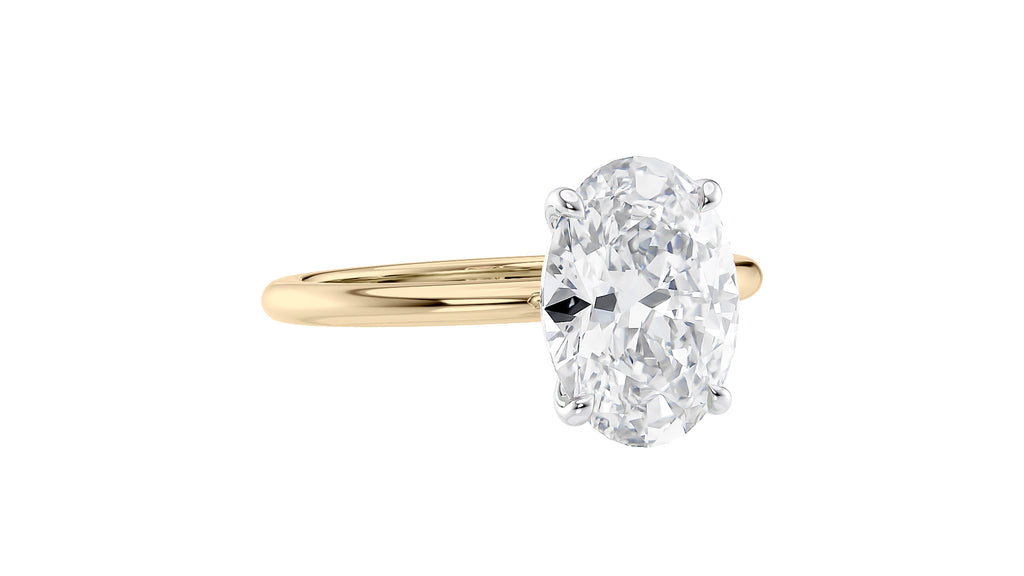 Oval Solitaire Slim Band Diamond Engagement Ring