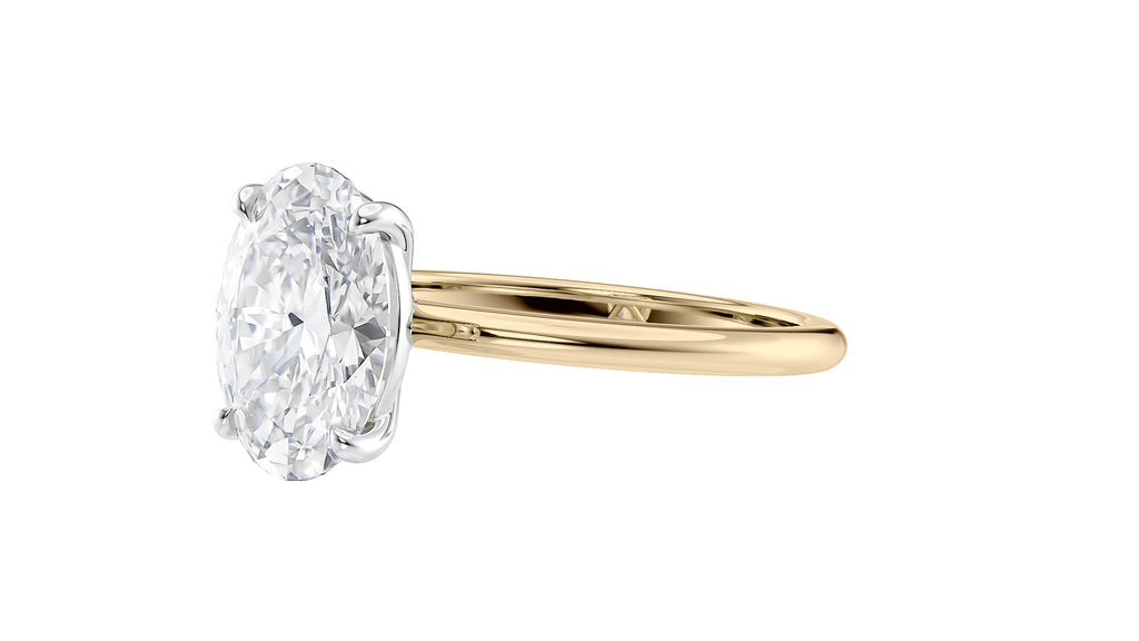 Oval Solitaire Slim Band Diamond Engagement Ring