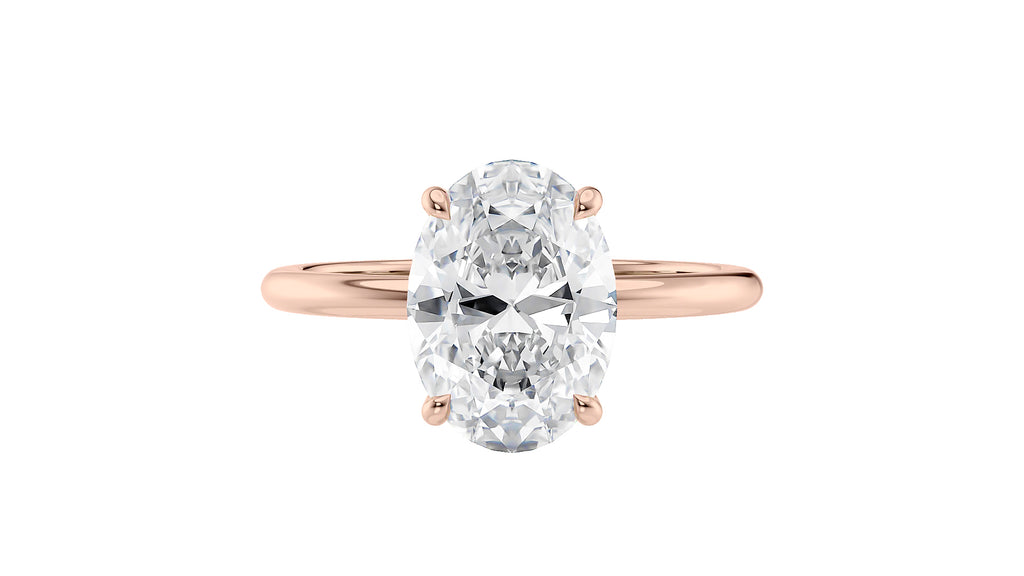 Oval Solitaire Slim Band Diamond Engagement Ring