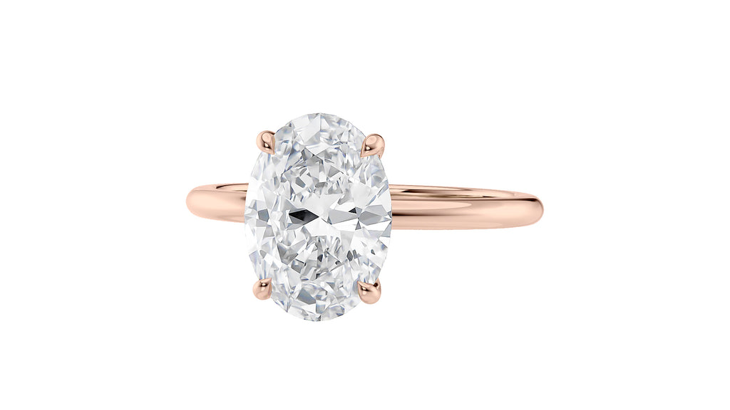 Oval Solitaire Slim Band Diamond Engagement Ring