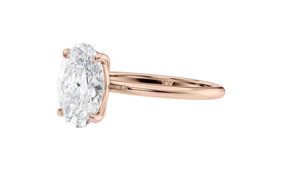 Oval Solitaire Slim Band Diamond Engagement Ring