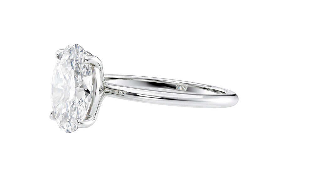 Oval Solitaire Slim Band Diamond Engagement Ring