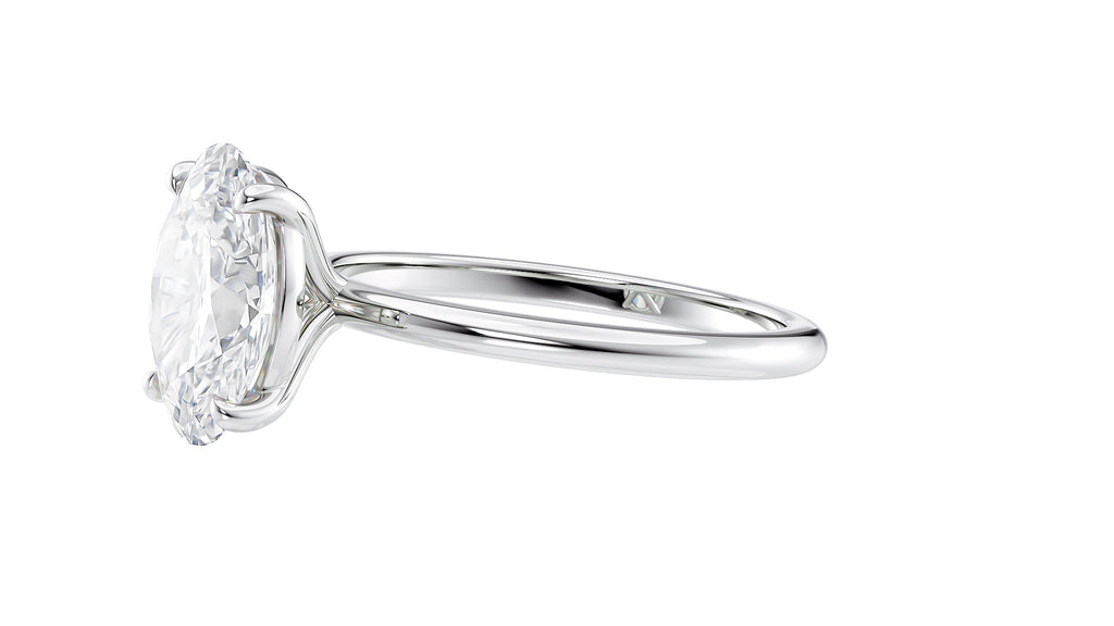 Oval Solitaire Slim Band Diamond Engagement Ring