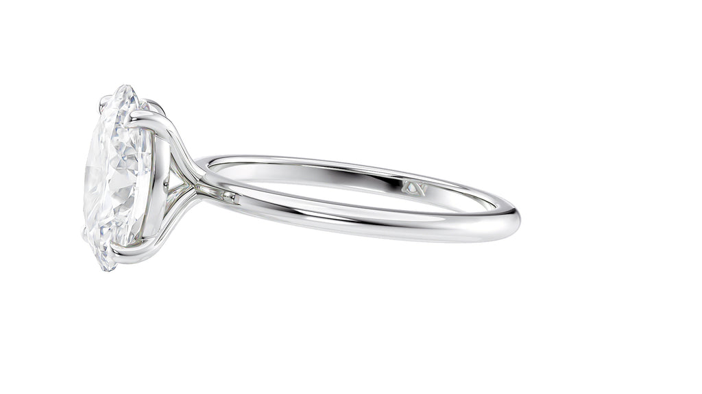Oval Solitaire Slim Band Diamond Engagement Ring