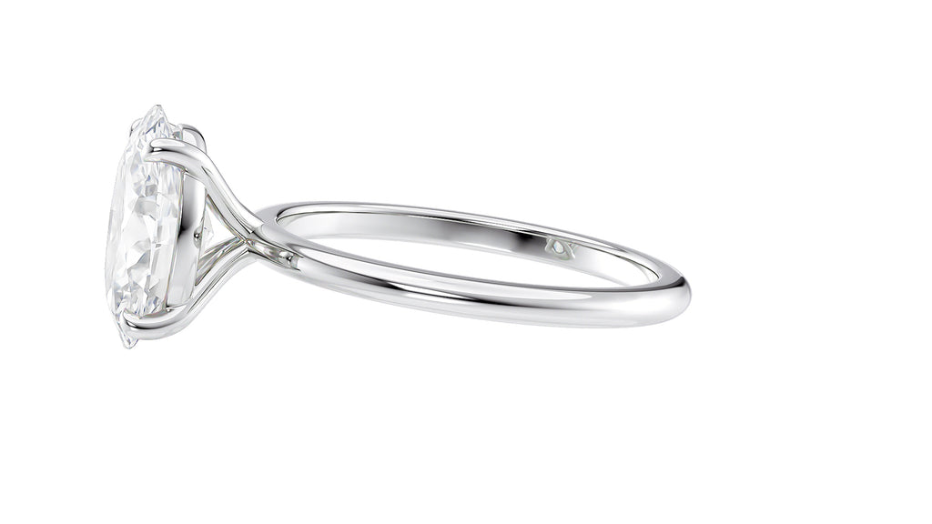 Oval Solitaire Slim Band Diamond Engagement Ring