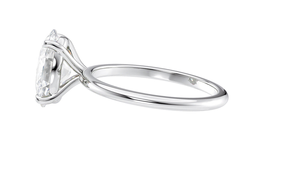 Oval Solitaire Slim Band Diamond Engagement Ring