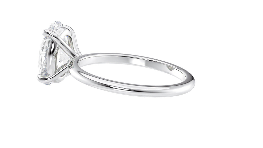 Oval Solitaire Slim Band Diamond Engagement Ring