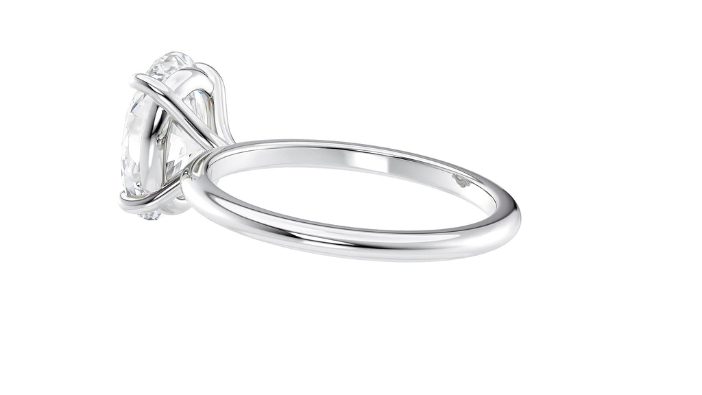 Oval Solitaire Slim Band Diamond Engagement Ring