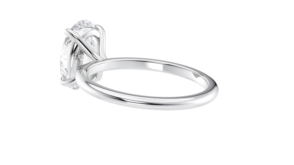 Oval Solitaire Slim Band Diamond Engagement Ring