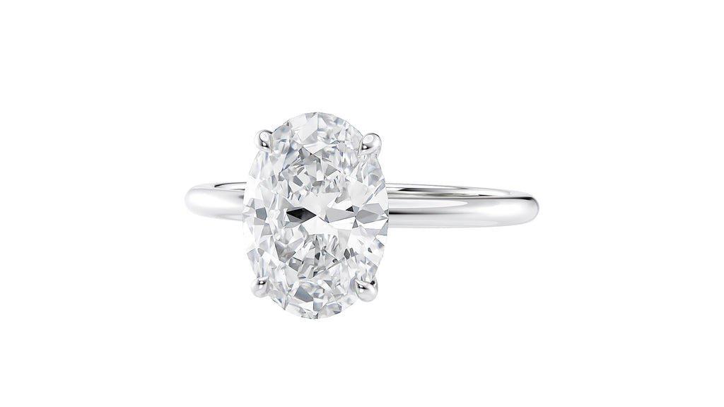 Oval Solitaire Slim Band Diamond Engagement Ring