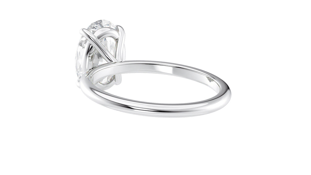 Oval Solitaire Slim Band Diamond Engagement Ring