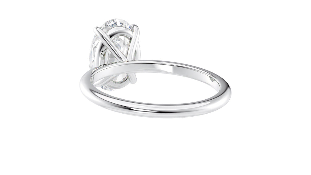 Oval Solitaire Slim Band Diamond Engagement Ring