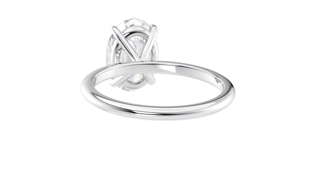 Oval Solitaire Slim Band Diamond Engagement Ring