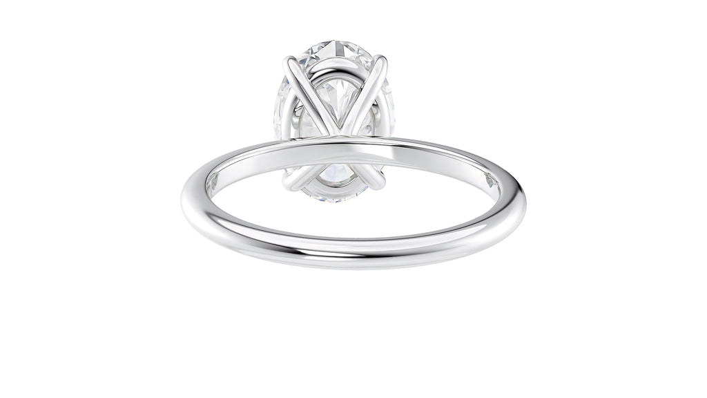 Oval Solitaire Slim Band Diamond Engagement Ring