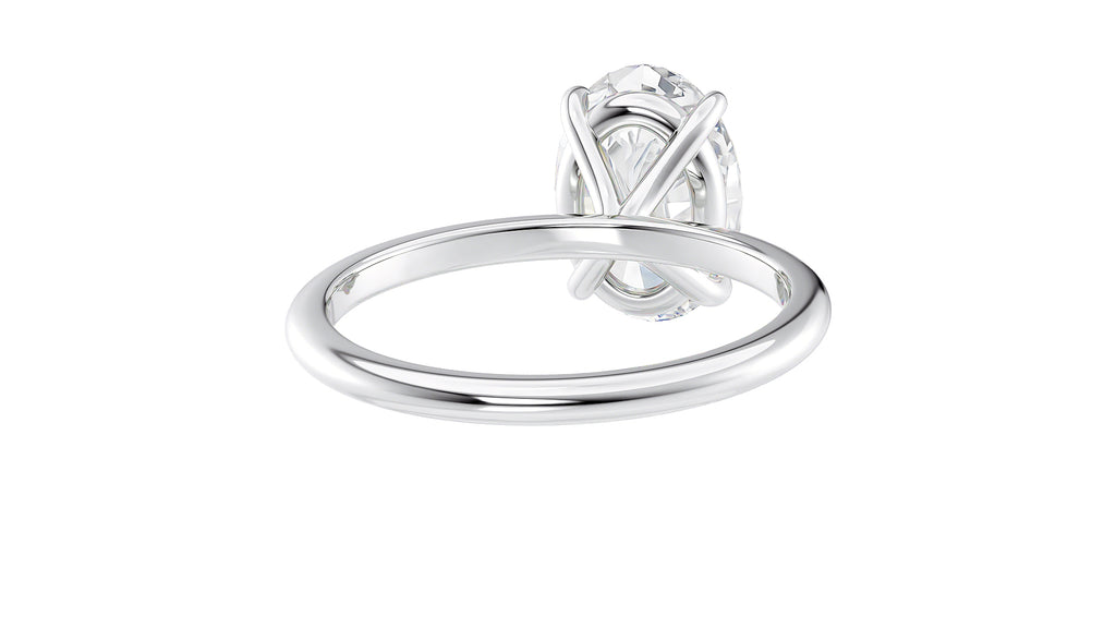 Oval Solitaire Slim Band Diamond Engagement Ring