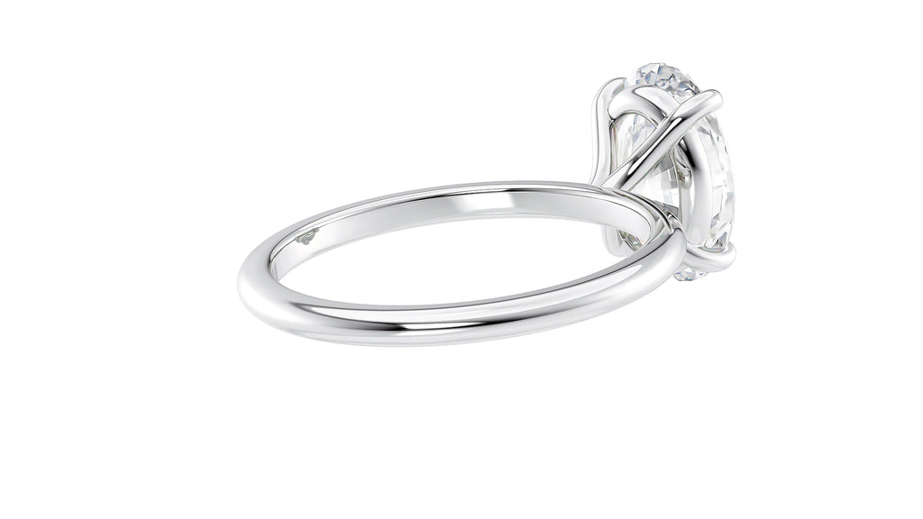 Oval Solitaire Slim Band Diamond Engagement Ring